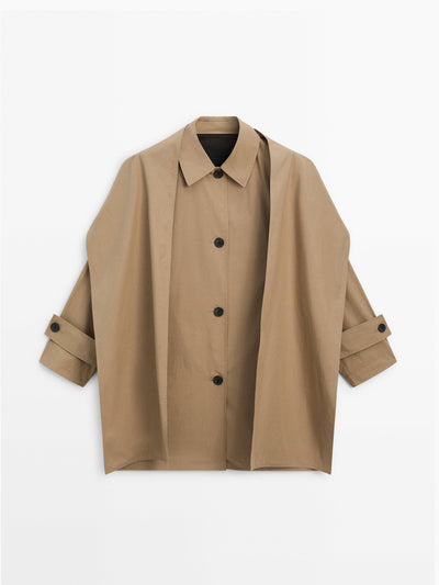 Massimo Dutti Cotton trench coat with scarf at Collagerie