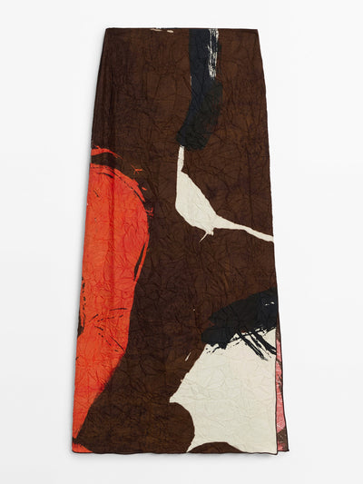 Massimo Dutti Creased-effect printed skirt at Collagerie