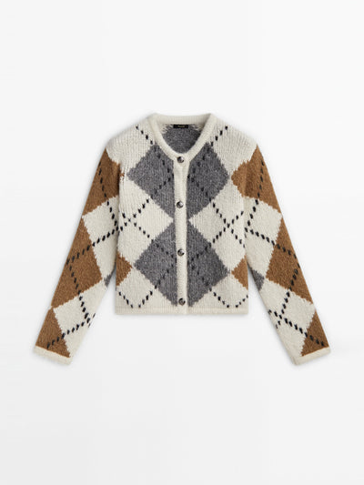 Massimo Dutti Diamond knit cardigan at Collagerie