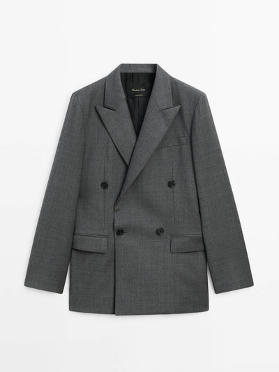 Massimo Dutti Double-breasted 100% wool blazer co-ord at Collagerie