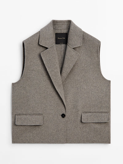 Massimo Dutti Double-faced wool blend waistcoat at Collagerie