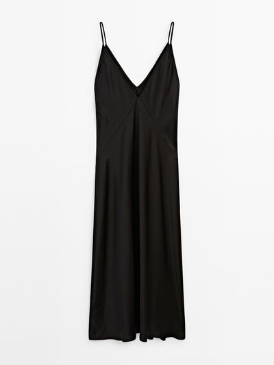 Massimo Dutti Flared midi slip dress at Collagerie