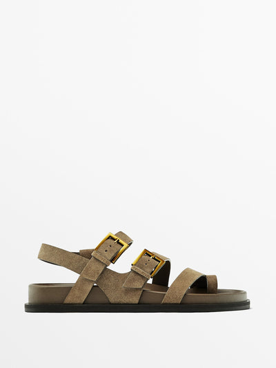 Massimo Dutti Flat sandals with buckles at Collagerie