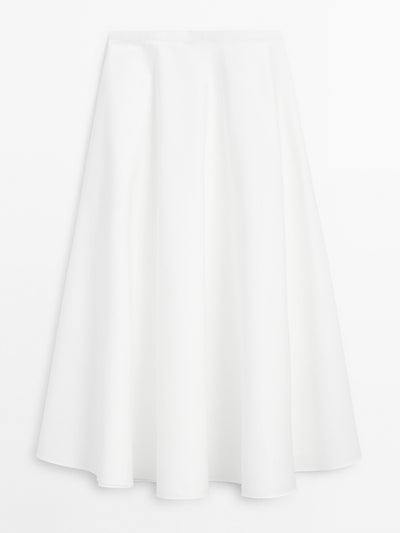 Massimo Dutti Flounce poplin midi skirt at Collagerie