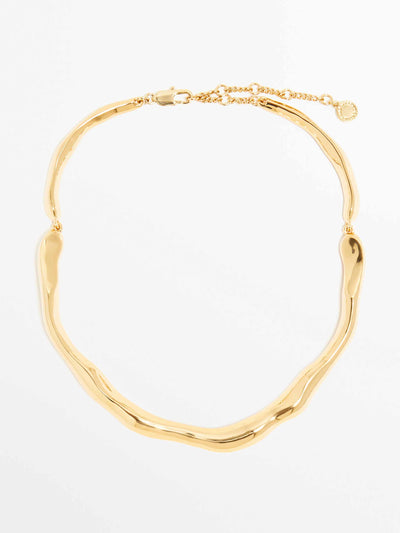 Massimo Dutti Gold-plated textured chain necklace at Collagerie