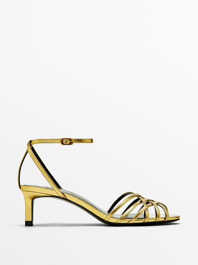 Massimo Dutti Heeled cage sandals at Collagerie