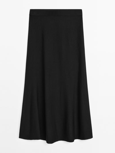 Massimo Dutti Knit A-line midi skirt at Collagerie