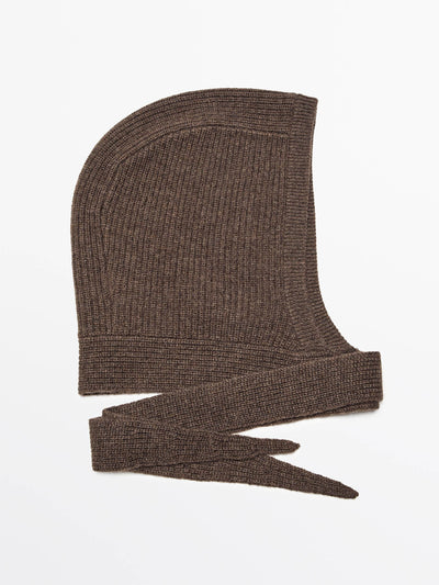 Massimo Dutti Knit hood with tie at Collagerie