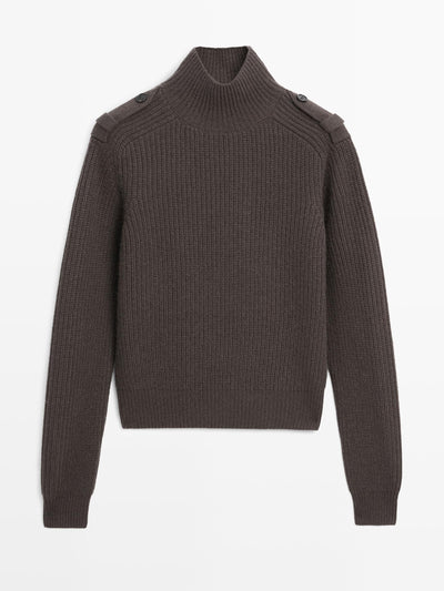 Massimo Dutti Knit sweater with shoulder detail at Collagerie