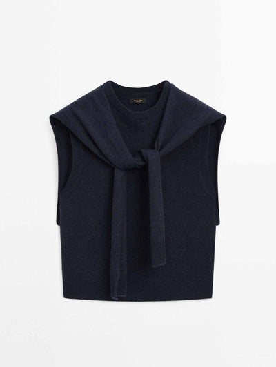 Massimo Dutti Knit vest with shoulder sweater detail at Collagerie