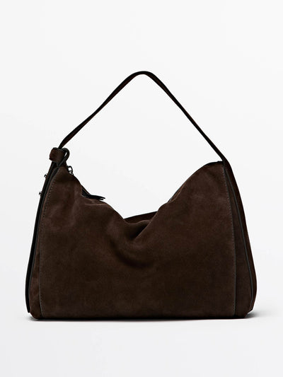 Massimo Dutti Large split leather shoulder bag at Collagerie