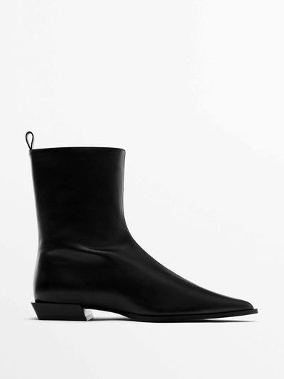 Massimo Dutti Leather ankle boots at Collagerie