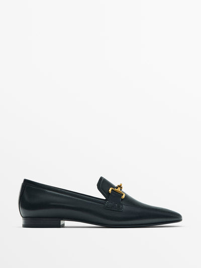 Massimo Dutti Leather loafers with buckle at Collagerie