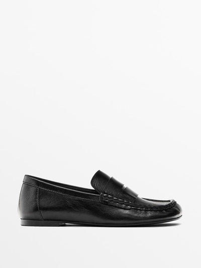 Massimo Dutti Leather loafers with penny strap at Collagerie