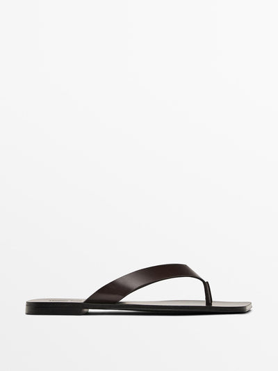 Massimo Dutti Leather toe divider sandals at Collagerie