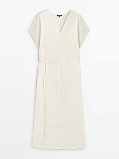 Massimo Dutti Linen blend kaftan dress with openings at Collagerie