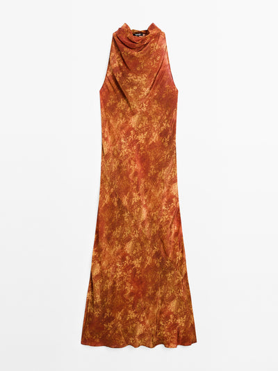 Massimo Dutti Long flowing printed dress at Collagerie