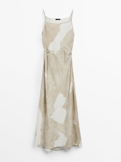 Massimo Dutti Long printed strappy dress at Collagerie