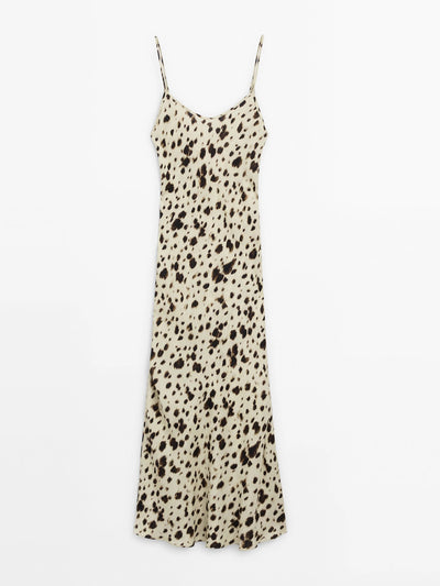 Massimo Dutti Long printed strappy dress at Collagerie