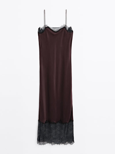 Massimo Dutti Long satin slip dress at Collagerie