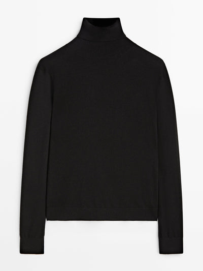 Massimo Dutti Black long-sleeve high-neck jumper at Collagerie