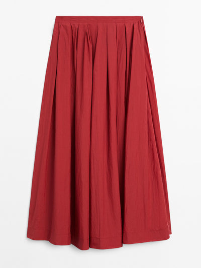 Massimo Dutti Long technical box pleat skirt at Collagerie