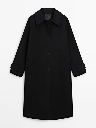 Massimo Dutti Long wool blend trench coat at Collagerie