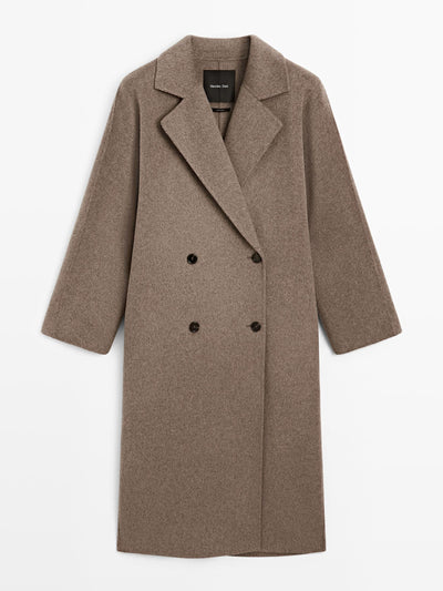 Massimo Dutti Long wool blend double-breasted coat at Collagerie