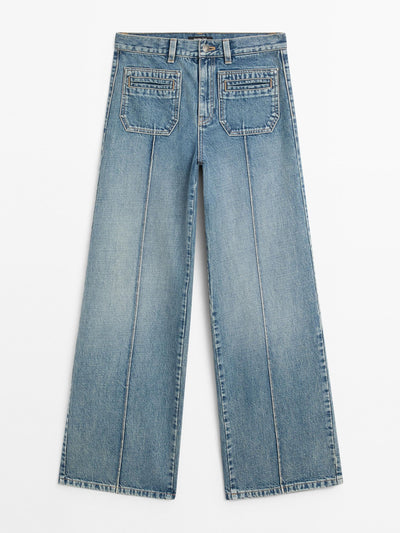 Massimo Dutti Mid-rise wide-leg jeans at Collagerie