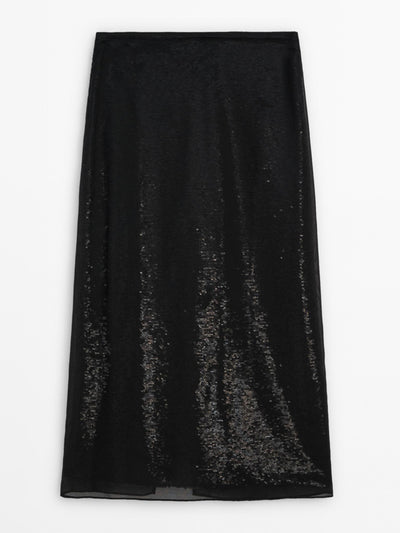 Massimo Dutti Midi skirt with concealed sequins at Collagerie