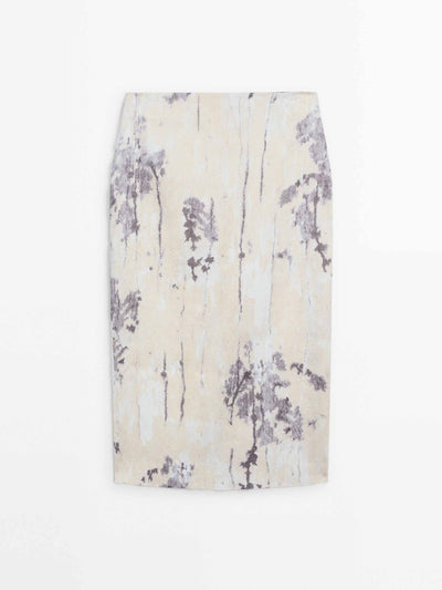 Massimo Dutti Midi skirt with print detail at Collagerie