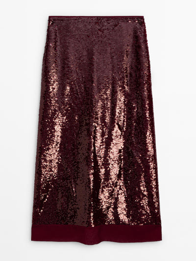 Massimo Dutti Midi skirt with sequins at Collagerie