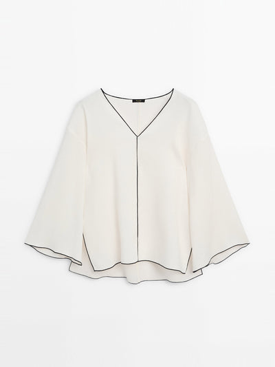 Massimo Dutti Oversize blouse with contrast trims at Collagerie