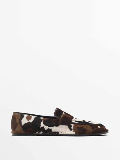 Massimo Dutti Printed fur loafers at Collagerie