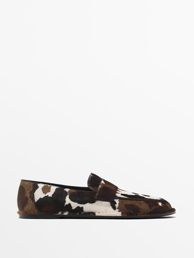 Massimo Dutti Printed fur loafers at Collagerie