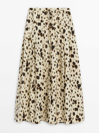 Massimo Dutti Printed skirt with drawstring detail at Collagerie