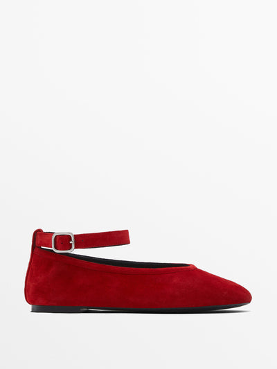 Massimo Dutti Soft ballet flats with detachable ankle strap at Collagerie