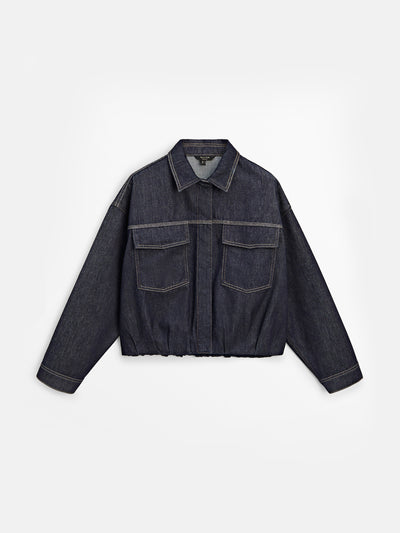 Massimo Dutti Rinse wash denim bomber jacket at Collagerie
