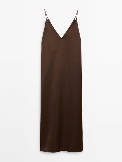 Massimo Dutti Satin camisole midi dress at Collagerie