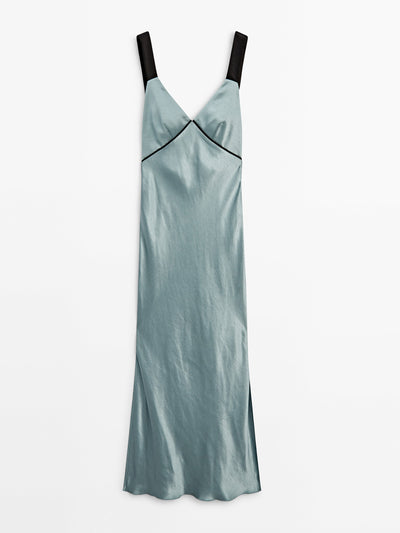Massimo Dutti Satin dress with contrast details at Collagerie