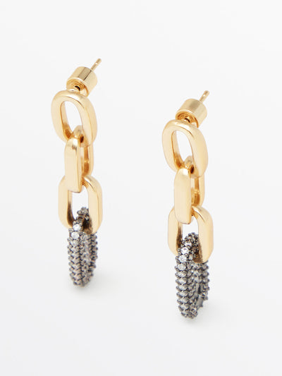 Massimo Dutti Shiny chain link earrings at Collagerie