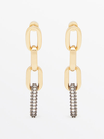 Massimo Dutti Shiny chain link earrings at Collagerie