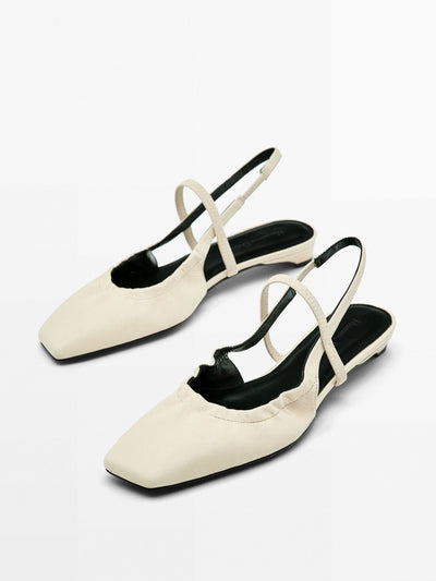 Massimo Dutti Slingback ballet flats with instep strap at Collagerie