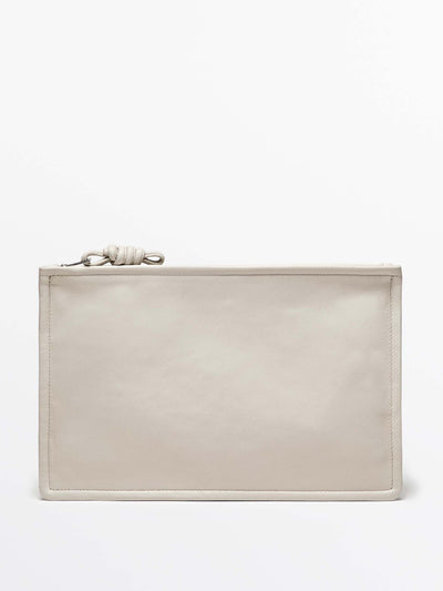Massimo Dutti Small nappa leather pouch bag with knot at Collagerie