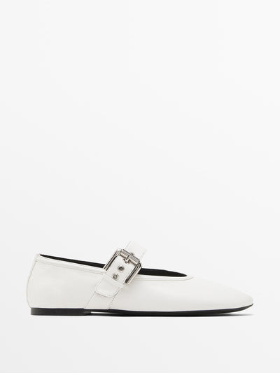 Massimo Dutti Soft ballet flats with buckle at Collagerie
