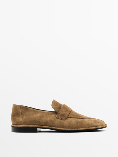 Massimo Dutti Soft split suede loafers at Collagerie