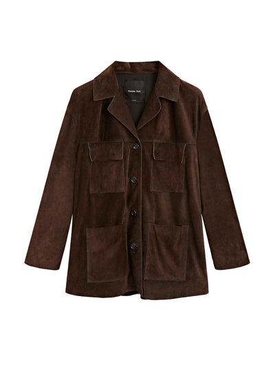 Massimo Dutti Split suede leather jacket with pockets at Collagerie