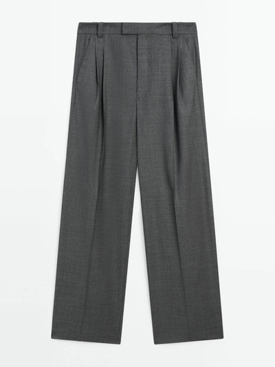 Massimo Dutti Straight-leg pleated wool trousers co-ord at Collagerie