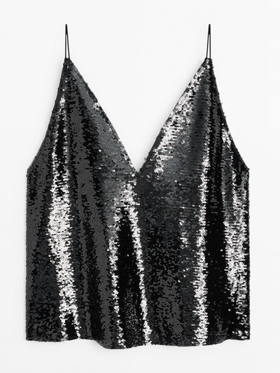 Massimo Dutti Strappy sequin top at Collagerie