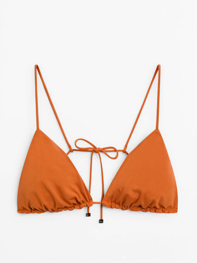 Massimo Dutti Strappy triangle bikini top at Collagerie